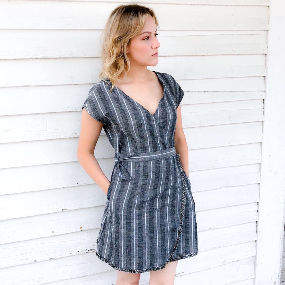 Stripe cotton wrap dress